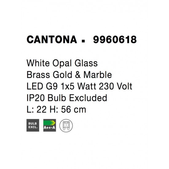 Veioza CANTONA Nova Luce Modern, G9, 9960618, Grecia