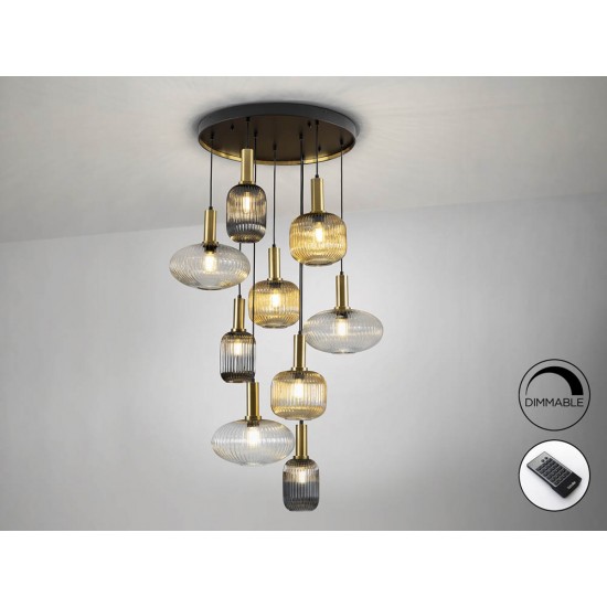 Suspensie Schuller ·Norma· Lamp 9L., Black/Brass Dimm. 225090D E27 Spania