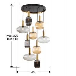 Suspensie Schuller ·Norma· Lamp 9L., Black/Brass 225090 E27 Spania