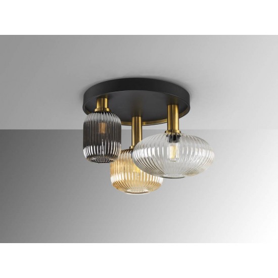 Lustra Plafon Schuller ·Norma· Ceiling Lamp 3L Black/Brass 225342 E27 Spania