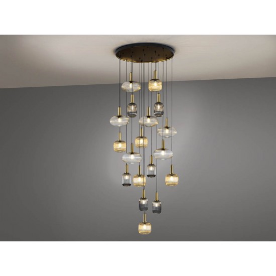 Suspensie Schuller Norma - Lamp 18L Black-Brass Dimmable 225892D E27 Spania