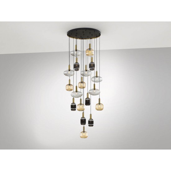 Suspensie Schuller Norma - Lamp 18L Black-Brass Dimmable 225892D E27 Spania