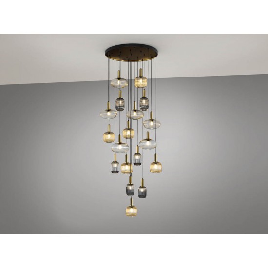 Suspensie Schuller Norma - Lamp 18L Black-Brass Dimmable 225892D E27 Spania