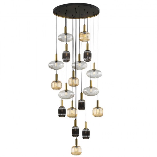 Suspensie Schuller Norma - Lamp 18L Black-Brass 225892 E27 Spania