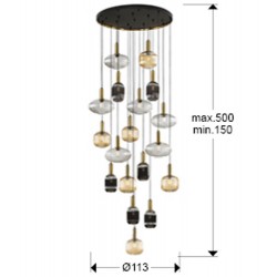 Suspensie Schuller Norma - Lamp 18L Black-Brass 225892 E27 Spania