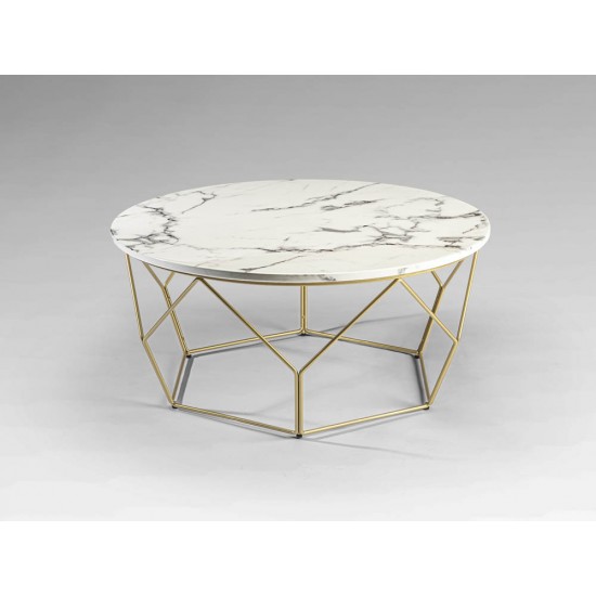 Masuta de Cafea Schuller ·Liza· Round Coffee Table, Gold/Marble 234917 Spania