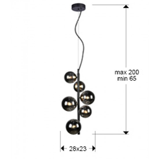 Suspensie Schuller ·Astros· Lamp 6L., Black 329743 G9 Spania