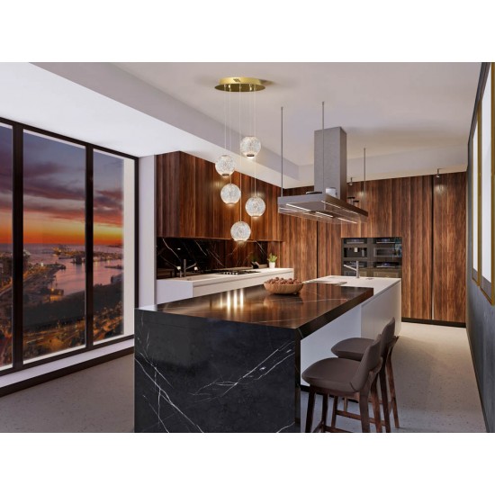 Suspensie Schuller ·Austral· Led Lamp 5L., Ø32, Golden 354196 Led Spania