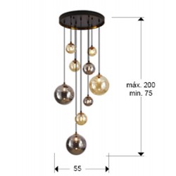 Suspensie Schuller ·Dark· Lamp 9L., Black/Brass 439176 G9 Spania