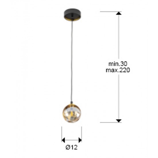 Pendul Schuller ·Dark· Lamp 1L., 12D, Black-Brass 439428 G9 Spania