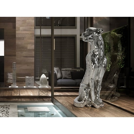 Figurina Decorativa Schuller ·Baguira·Leopard Figure,Silver, Right 523306 Spania