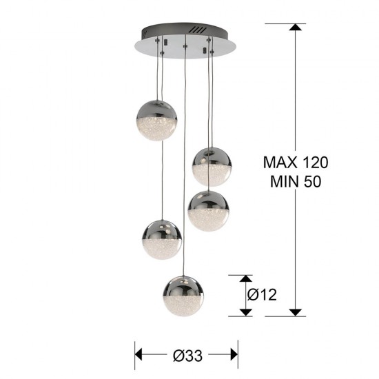 Suspensie Schuller ·Sphere· Dimmable Led Lamp Ø33, Chrome 793523D Led Spania