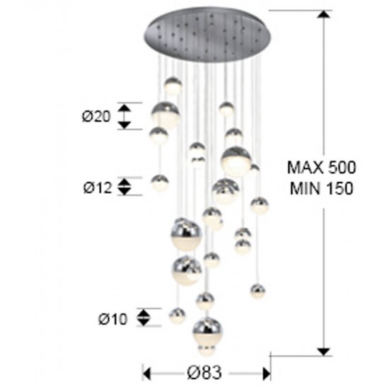 Candelabru Schuller ·Sphere· Large Lamp Ø80 27L, Chrome Cct 793971GK Led Spania