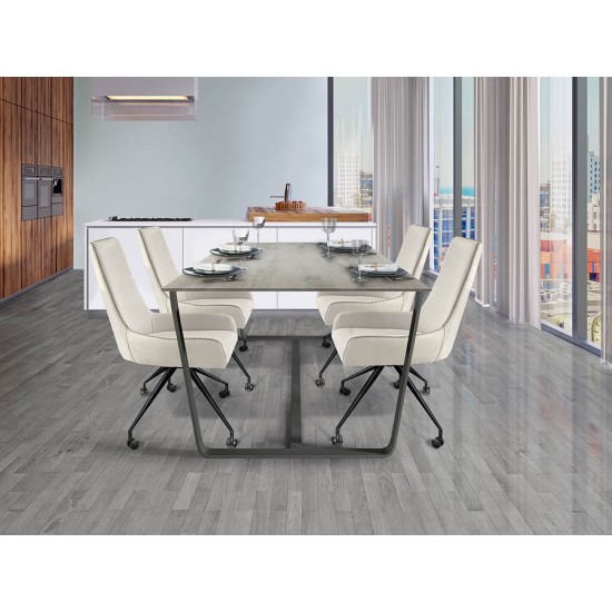 Fotoliu Schuller ·Diane· White Caster Wheel Chair, Grey Thread 935869 Spania