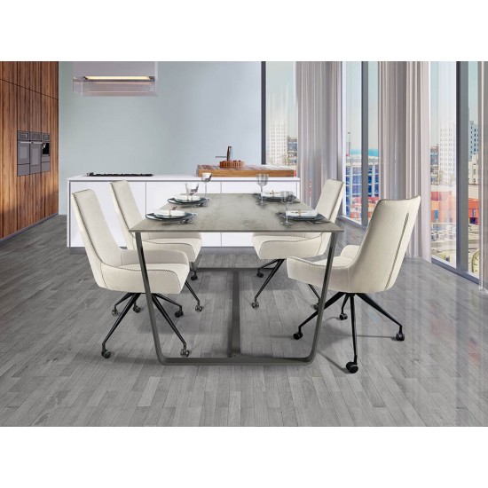 Fotoliu Schuller ·Diane· White Caster Wheel Chair, Grey Thread 935869 Spania
