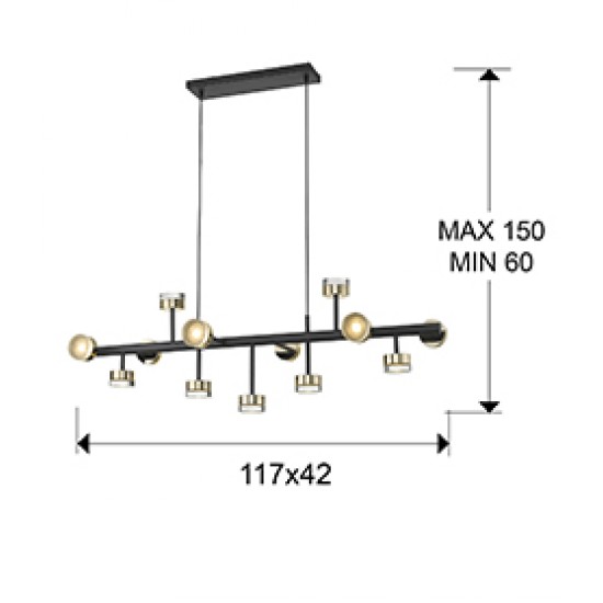 Suspensie ALTAIS II Schuller Led, Negru Mat|Auriu 364355D Spania