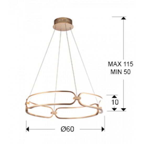 Suspensie COLETTE Schuller Led, Auriu Rose 786716 Spania