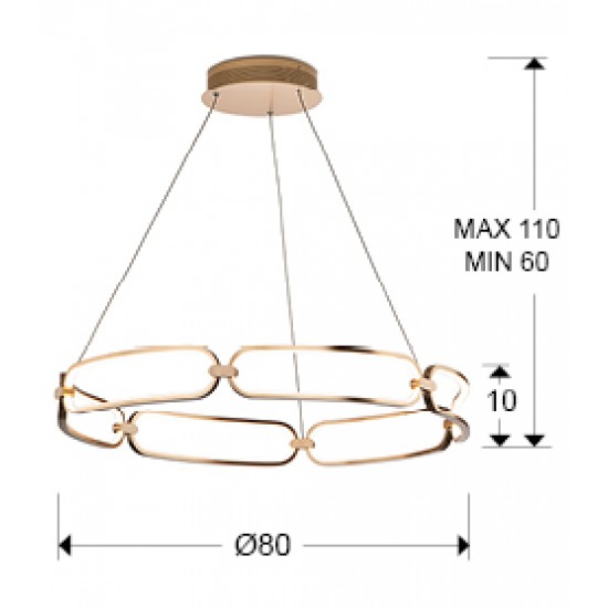 Suspensie COLETTE Schuller Led, Auriu Rose 786966 Spania