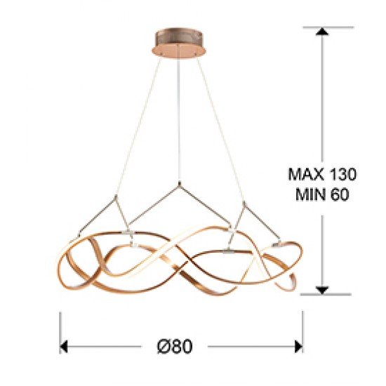 Suspensie MOLLY Schuller Led, Auriu Rose 763967 Spania