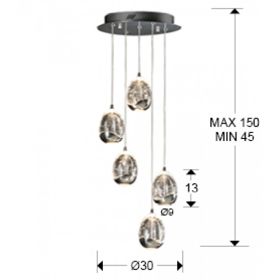 Suspensie ROCIO Schuller Led, Crom 783517 Spania
