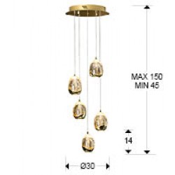Suspensie ROCIO Schuller Led, Auriu&Sampanie Cu Bule 783529D Spania