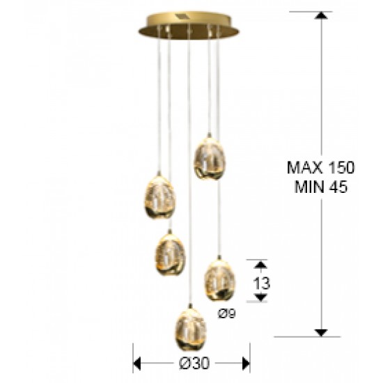 Suspensie ROCIO Schuller Led, Auriu 783529 Spania
