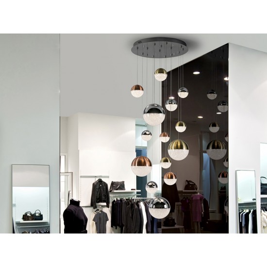 Suspensie  Schuller Led, Crom/Cupru/Alama Satinata 793258B Spania