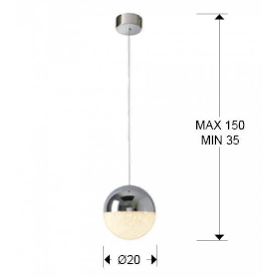 Pendul SPHERE Schuller Led, Crom 793412 Spania