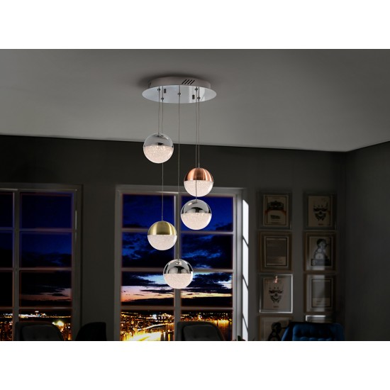 Suspensie SPHERE Schuller Led, Crom|Alama|Cupru 793534D Spania
