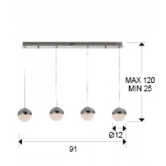Suspensie SPHERE Schuller Led, Crom 793635 Spania