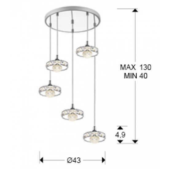 Suspensie SURIA Schuller Led, Crom 376370 Spania