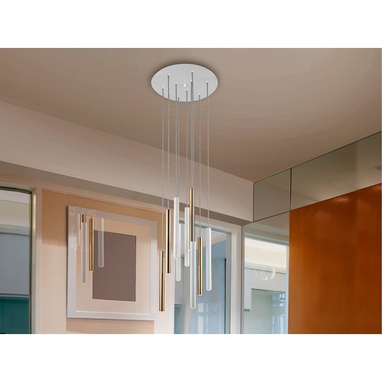 Suspensie VARAS Schuller Led, Auriu Stralucitor|Alb Mat 373250D Spania