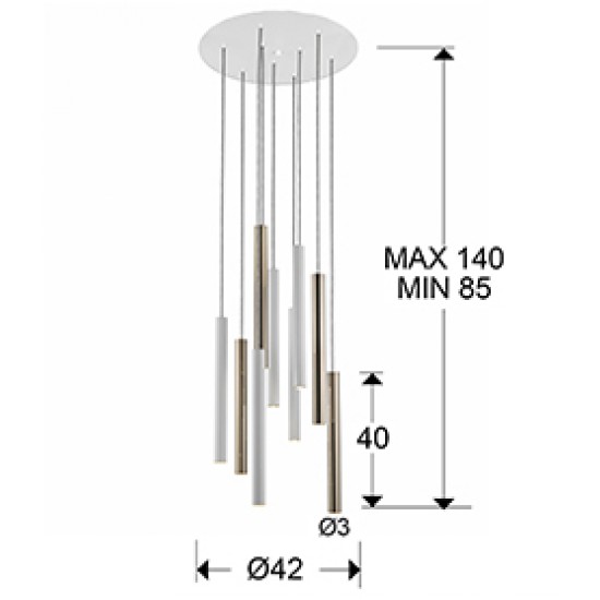 Suspensie VARAS Schuller Led, Auriu Stralucitor|Alb Mat 373250D Spania