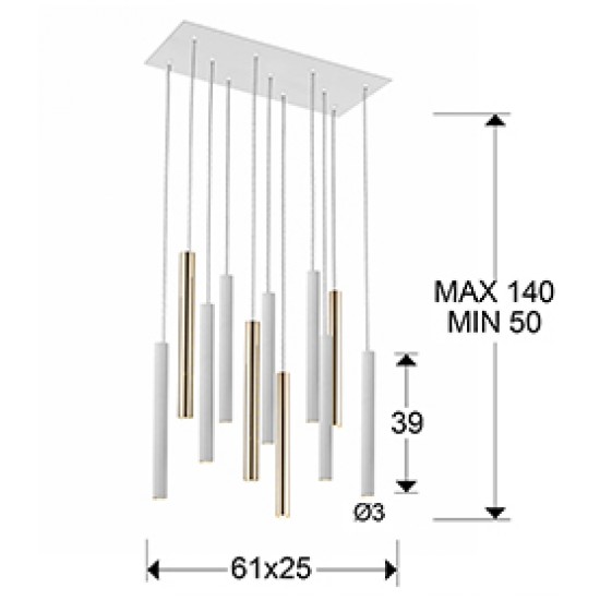 Suspensie VARAS Schuller Led, Auriu Stralucitor|Alb Mat 373342D Spania