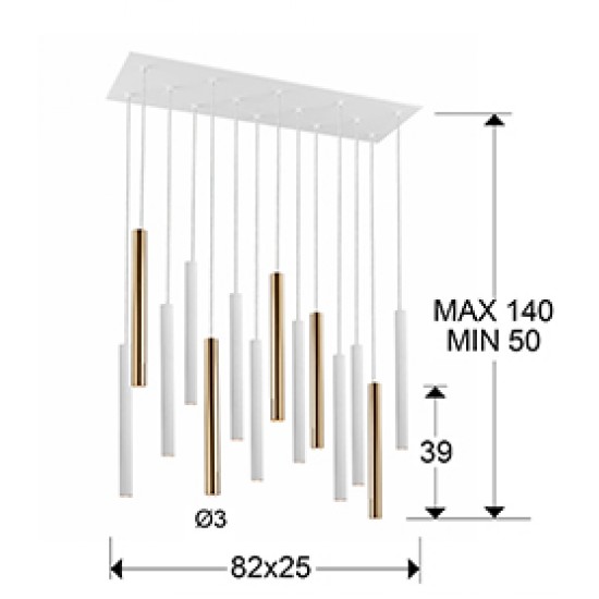 Suspensie VARAS Schuller Led, Auriu Stralucitor|Alb Mat 373437 Spania
