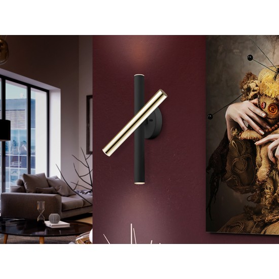 Aplica VARAS Schuller Led, Auriu|Negru Mat 373845 Spania
