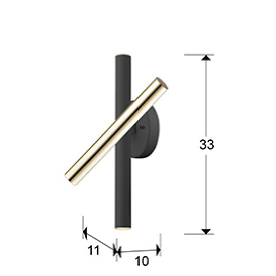 Aplica VARAS Schuller Led, Auriu|Negru Mat 373845 Spania
