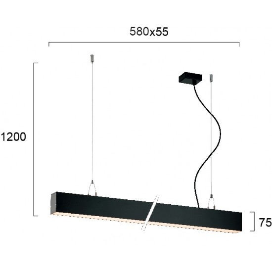 Suspensie Liniara STATION ULTRA 3911-00058-3-B-D3 Viokef LED, Negru, Grecia