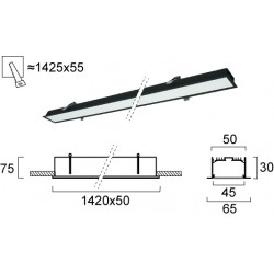 Plafoniera Incastrata STATION ULTRA 3911-03142-3-B-D1 Viokef LED, Negru, Grecia