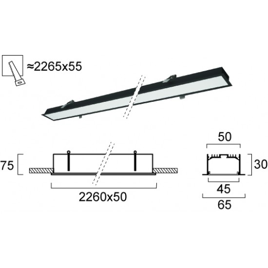 Plafoniera Incastrata STATION ULTRA 3911-03226-3-B-N Viokef LED, Negru, Grecia
