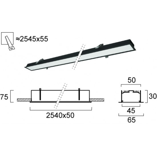 Plafoniera Incastrata STATION ULTRA 3911-03254-4-B-D1 Viokef LED, Negru, Grecia