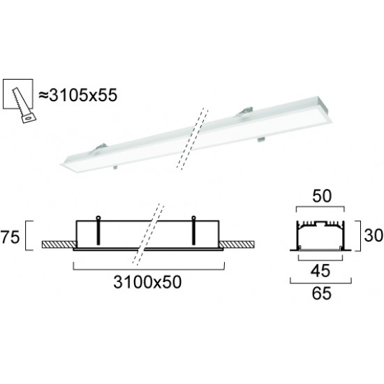 Plafoniera Incastrata STATION ULTRA 3911-03310-4-W-D3 Viokef LED, Alb, Grecia
