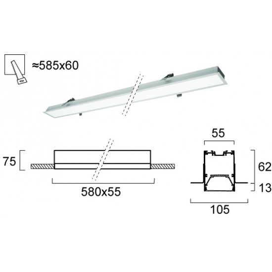 Plafoniera Incastrata STATION ULTRA 3911-04058-4-U-N Viokef LED, Grecia