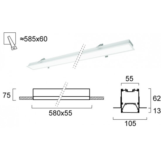Plafoniera Incastrata STATION ULTRA 3911-04058-4-W-D1 Viokef LED, Alb, Grecia
