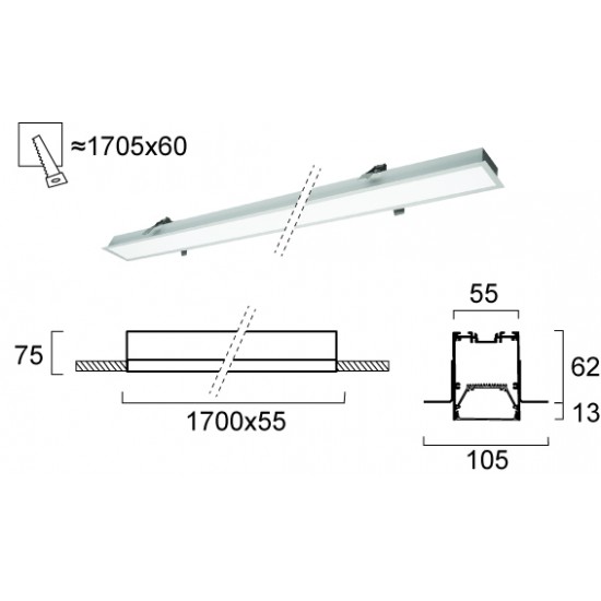 Plafoniera Incastrata STATION ULTRA 3911-04170-4-U-D4 Viokef LED, Grecia