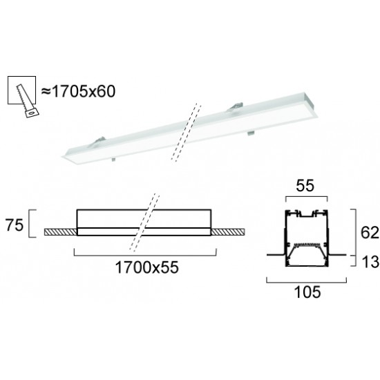 Plafoniera Incastrata STATION ULTRA 3911-04170-4-W-D4 Viokef LED, Alb, Grecia