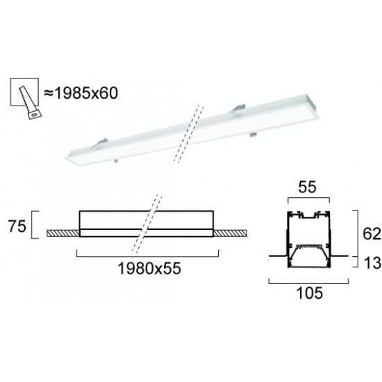 Plafoniera Incastrata STATION ULTRA 3911-04198-4-W-D5 Viokef LED, Alb, Grecia