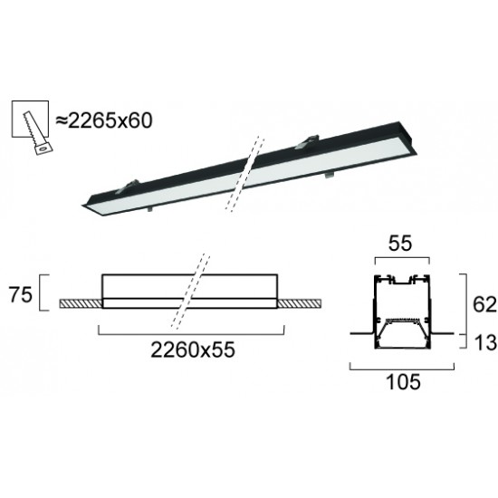 Plafoniera Incastrata STATION ULTRA 3911-04226-4-B-N Viokef LED, Negru, Grecia