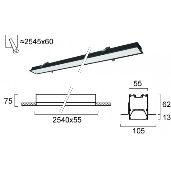 Plafoniera Incastrata STATION ULTRA 3911-04254-4-B-D5 Viokef LED, Negru, Grecia