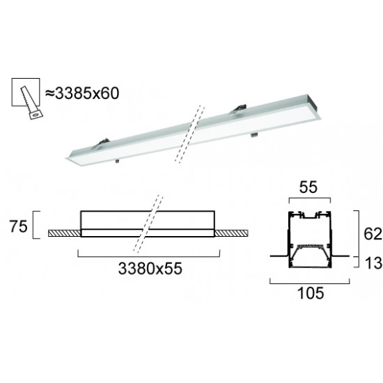 Plafoniera Incastrata STATION ULTRA 3911-04338-4-U-D3 Viokef LED, Grecia